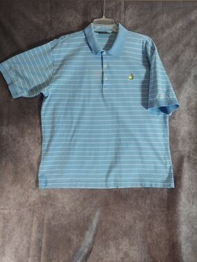 Masters Collection Men's Light Blue Striped Mercerized Cotton Golf Polo XL